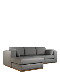 John Lewis + Swoon OUTLET Rubik Grand 4 Seater LHF Chaise End Sofa, Dark Leg, Nickel Weave, Nickel Weave