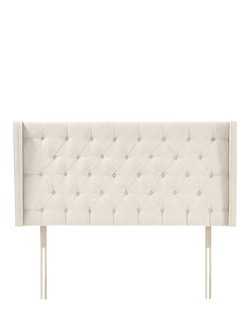 John Lewis OUTLET Harlow Strutted Upholstered Headboard, Super King Size, Brushed Tweed Beige, Brushed Tweed Beige