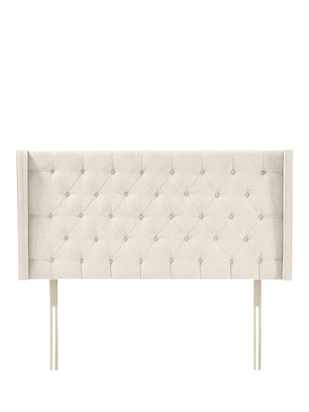 John Lewis OUTLET Harlow Strutted Upholstered Headboard, Super King Size, Brushed Tweed Beige, Brushed Tweed Beige