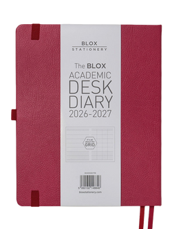 BLOX Academic Desk Week to View 2026-27 Diary, Raspberry - view 2, Raspberry