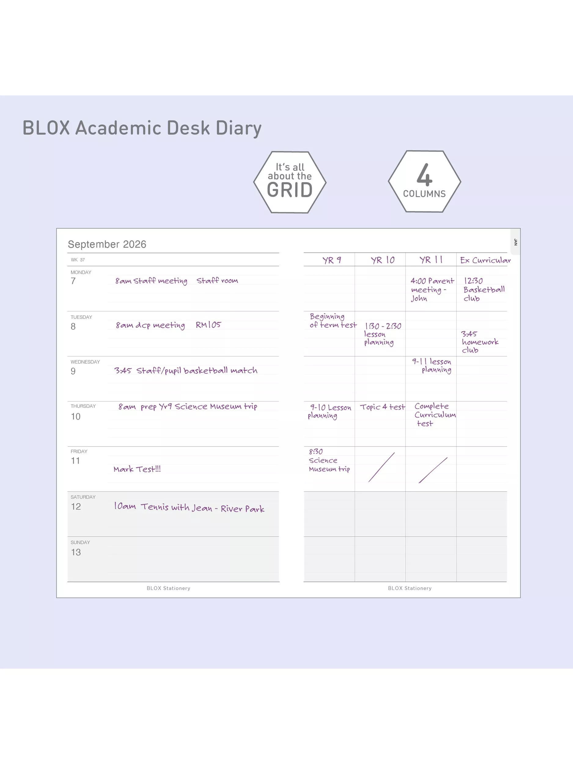BLOX Academic Desk Week To View 2026 27 Diary Raspberry