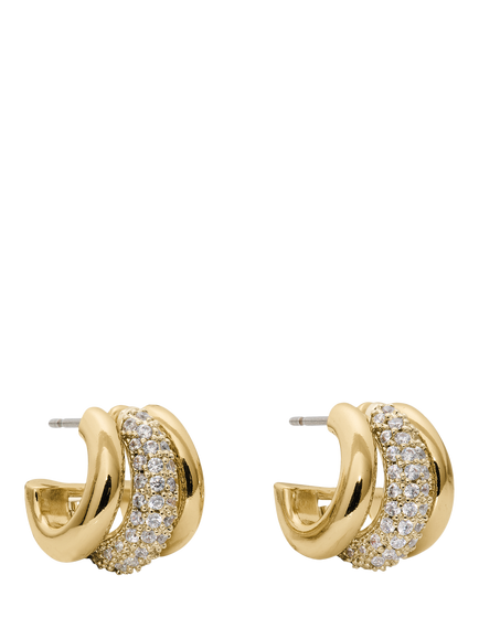 kate spade new york Tiny Twinkles Pave Trio Huggie Earrings, Gold, Clear/Gold