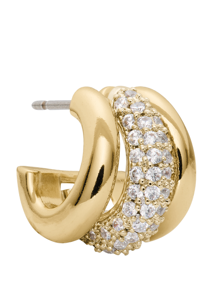 kate spade new york Tiny Twinkles Pave Trio Huggie Earrings, Gold - view 2, Clear/Gold