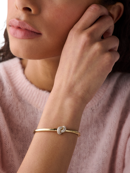 kate spade new york Sailors Knot Bangle, Clear/Gold - view 2, Clear/Gold