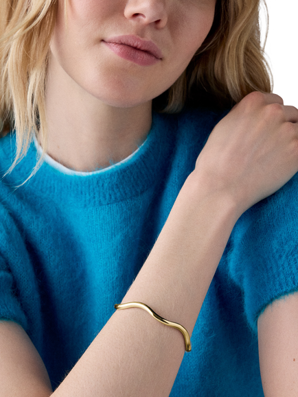 kate spade new york Thin Wave Bangle, Gold - view 2, Gold