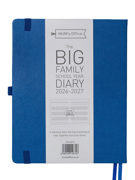 MUM's Office Big Family School Year Academic 2026-27 Diary, Blue - view 2, Blue