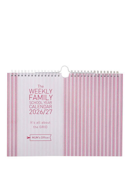 MUM's Office WEEKLY Family School Year 2026-27 Calendar, Pink, Pink