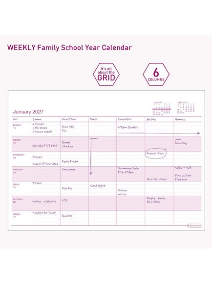 MUM's Office WEEKLY Family School Year 2026-27 Calendar, Pink - view 2, Pink