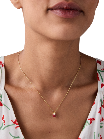 kate spade new york Strawberry Pendant Necklace, Red - view 2, Red
