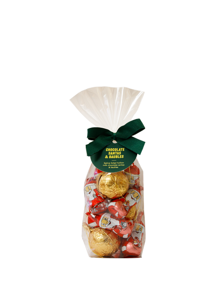 Natalie Milk Chocolate Foiled Santas & Baubles Tree Decorations, 130g, Multi