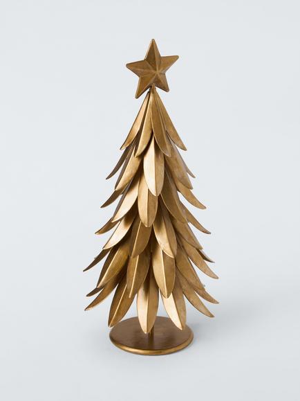 John Lewis Metal Table Tree, Gold, H24cm, Green