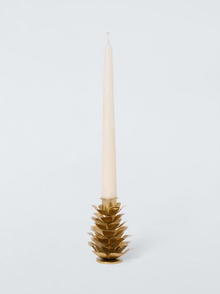 John Lewis Metal Pine Cone Candle Holder, Gold - view 2, White