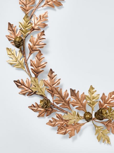 John Lewis Metal Pinecone Wreath, Copper/Gold, Dia.35cm - view 2, White