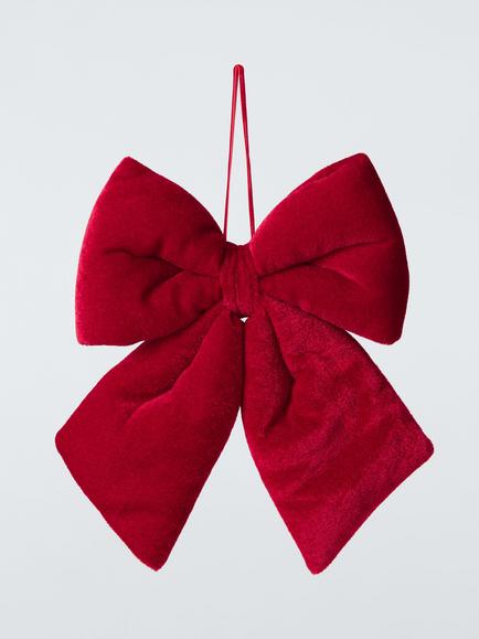 John Lewis Velvet Hanging Bow, Red, 19cm, Red