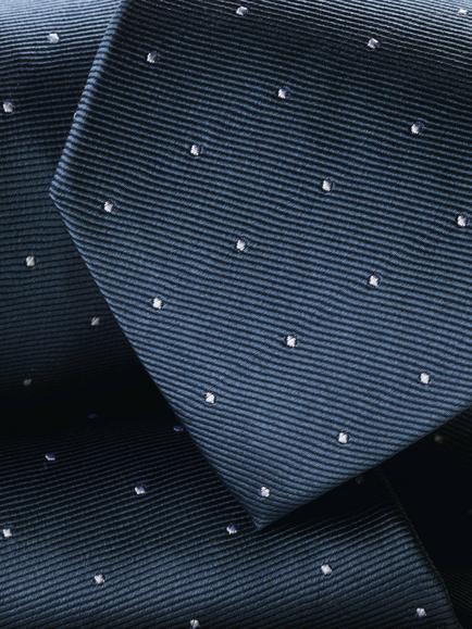 Charles Tyrwhitt Spot Silk Tie, Navy - view 2, Navy