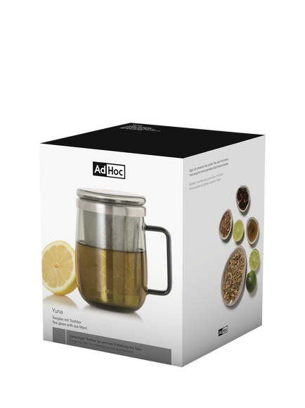 AdHoc Yuna Tea Infuser Glass Mug, 560ml - view 2, Grey