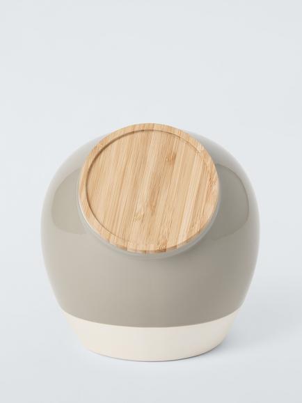 John Lewis Gloss Dipped Stoneware Biscuit Jar with Bamboo Lid, Grey, Grey