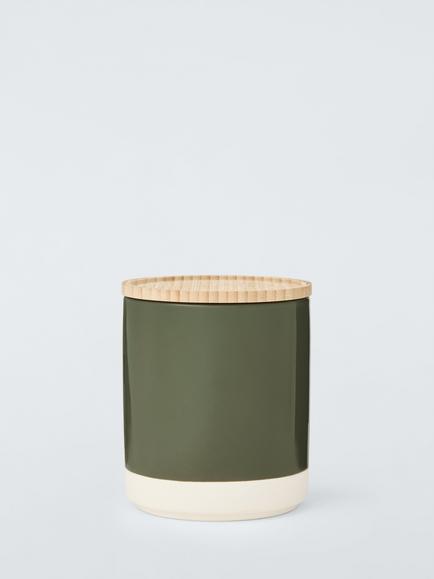 John Lewis Dipped Stoneware Kitchen Storage Jar with Bamboo Lid, 550ml, Avocado