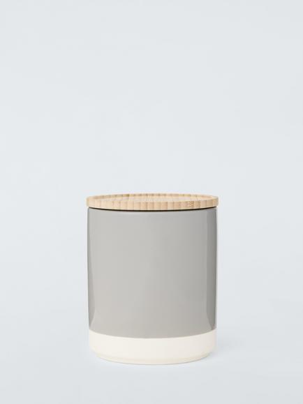 John Lewis Dipped Stoneware Kitchen Storage Jar with Bamboo Lid, 550ml, Grey