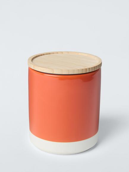 John Lewis Gloss Dipped Stoneware Kitchen Storage Jar with Bamboo Lid, 860ml, Sienna, Sienna