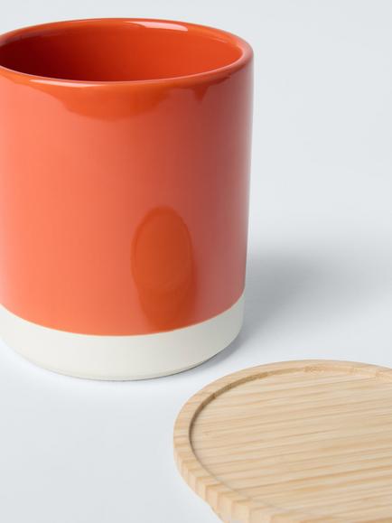 John Lewis Gloss Dipped Stoneware Kitchen Storage Jar with Bamboo Lid, 860ml, Sienna - view 2, Sienna