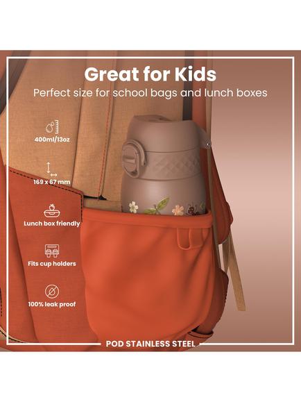 Ion8 Kids' Cheri Stainless Steel Leak-Proof Drinks Bottle, 400ml, Brown - view 2, Multi
