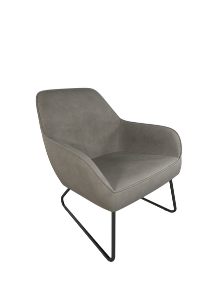 John Lewis OUTLET Form Accent Chair, Black Metal Leg, Velvet Storm Grey, Aurora A01