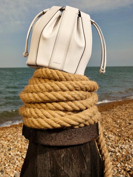 Radley The Flora Leather Bucket Bag, Salt - view 2, Salt