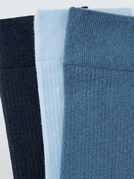 Colorful Standard Stretch Cotton Blend Ribbed Socks, Pack of 3, Blue Multi - view 2, Blue Multi