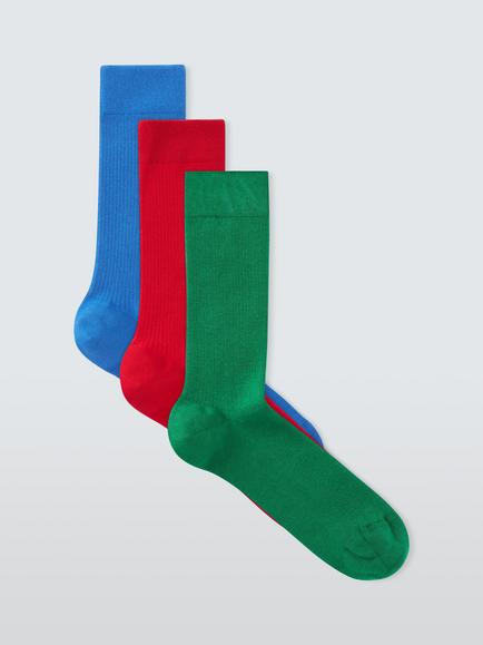 Colorful Standard Stretch Cotton Blend Ribbed Socks, Pack of 3, Mixed, Mixed