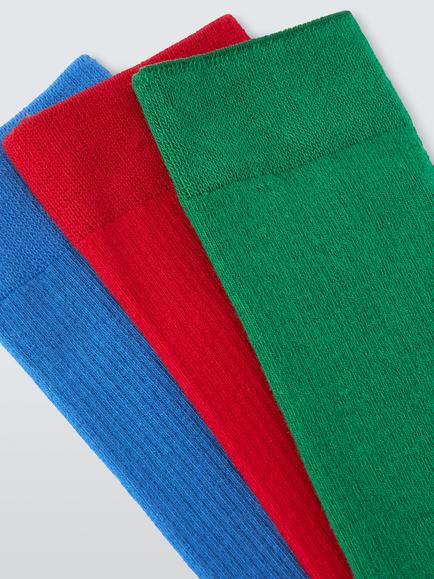 Colorful Standard Stretch Cotton Blend Ribbed Socks, Pack of 3, Mixed - view 2, Mixed