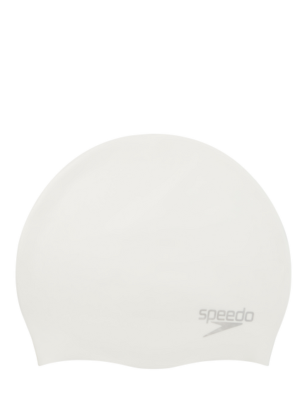 Speedo Moulded Silicone Swim Cap, White/Silver, White/Silver
