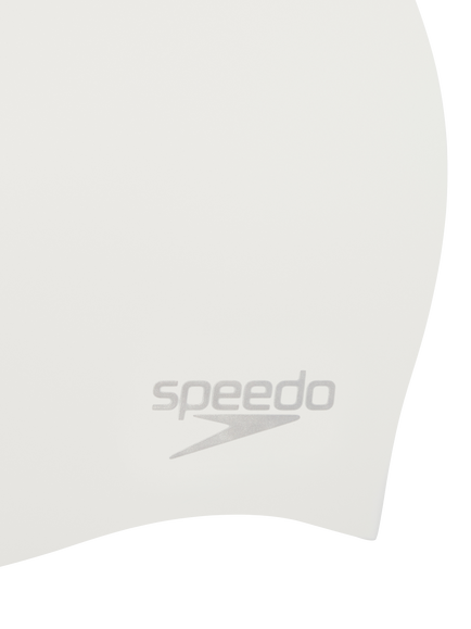 Speedo Moulded Silicone Swim Cap, White/Silver - view 2, White/Silver