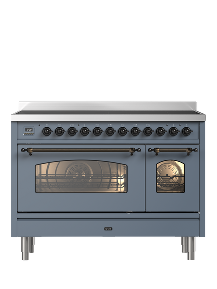 ILVE Milano PI127NE3 120cm Electric Range Cooker with Induction Hob, Blue Grey & Bronze