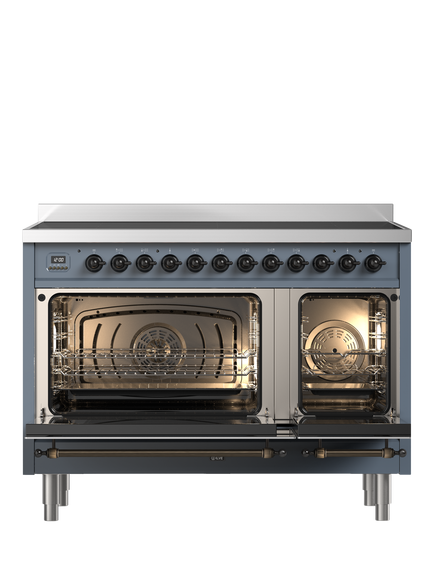 ILVE Milano PI127NE3 120cm Electric Range Cooker with Induction Hob - view 2, Blue Grey & Bronze