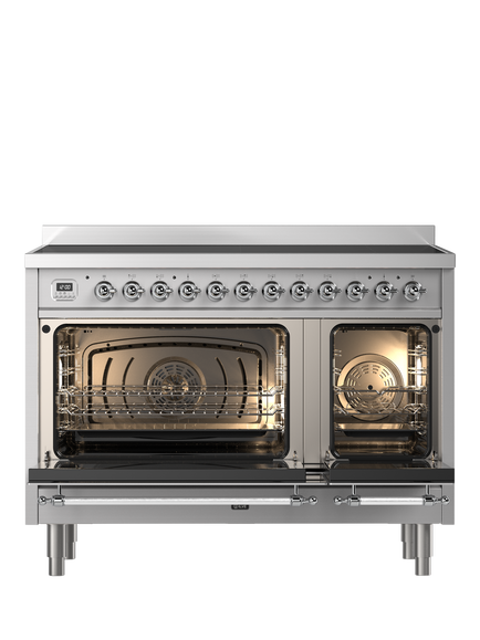 ILVE Milano PI127NE3 120cm Electric Range Cooker with Induction Hob - view 2, Stainless Steel & Chrome