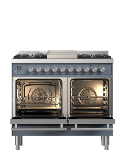 ILVE Roma PD10FWE3 100cm Dual Fuel Range Cooker with Gas Hob - view 2, Blue Grey