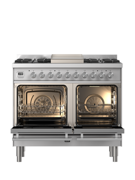ILVE Roma PD10FWE3 100cm Dual Fuel Range Cooker with Gas Hob - view 2, Stainless Steel