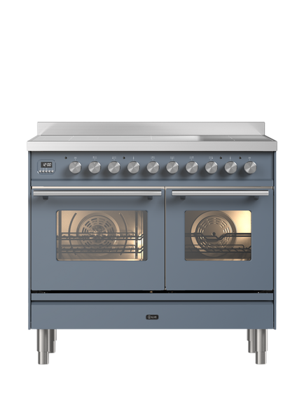 ILVE Roma PDI106WE3 100cm Electric Range Cooker with Induction Hob, Blue Grey
