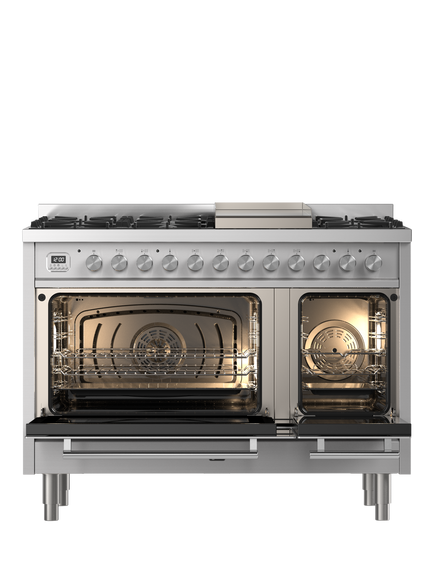 ILVE Roma P12FWE3 120cm Dual Fuel Range Cooker with Gas Hob - view 2, Stainless Steel