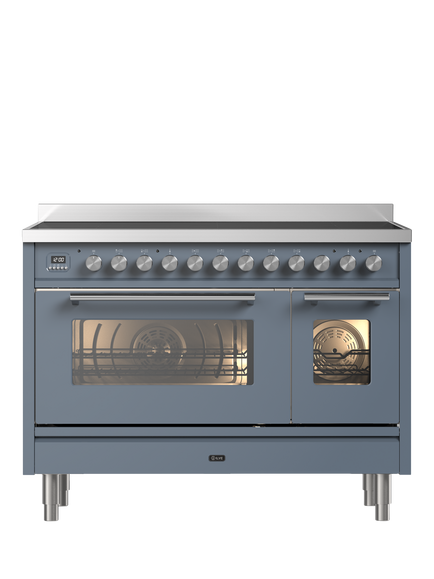 ILVE Roma PI127WE3 120cm Electric Range Cooker with Induction Hob, Blue Grey