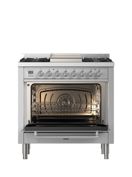 ILVE Roma P09FWE3 90cm Dual Fuel Range Cooker with Gas Hob - view 2, Stainless Steel