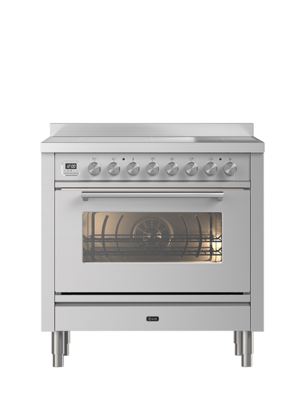 ILVE Roma PI096WE3 90cm Electric Range Cooker with Induction Hob, Stainless Steel