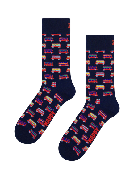 Happy Socks London Bus Cotton Blend Socks, Navy Multi, Navy Multi
