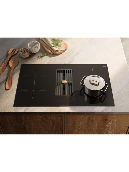 ILVE HVI90TCRF 83cm Vent Induction Hob with Integrated Extraction, Black Glass - view 2, Black Glass