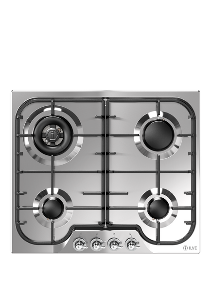 ILVE Milano HCB60CN 60cm Gas Hob, Stainless Steel & Chrome