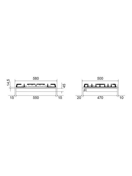 ILVE Milano HCB60CN 60cm Gas Hob - view 2, Stainless Steel & Chrome