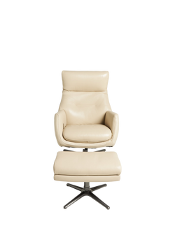 John Lewis OUTLET Ease Leather Recliner Armchair and Footstool, Stone Leather, Cat 60-leather