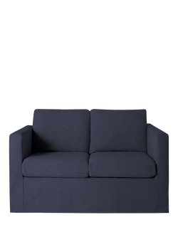John Lewis OUTLET Loose Cover Small 2 Seater Sofa, Cotton Linen Navy, Cm 1115