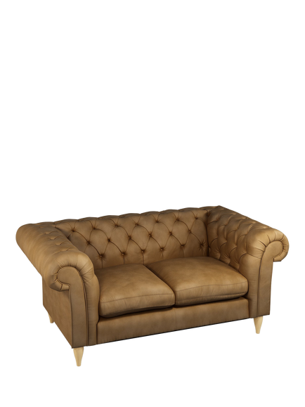 John Lewis OUTLET Cromwell Chesterfield Double Leather Sofa Bed, Light Leg, Demetra Light Tan, Demertra Light Tan